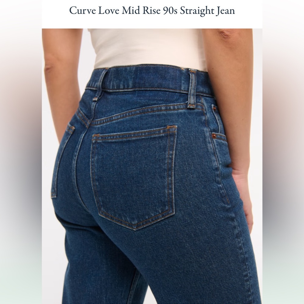 Abercrombie & Fitch Brown Curve Love Mid Rise 90s Straight Jeans - Picture 6 of 6